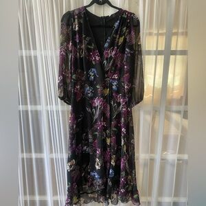 Black Floral Midi Dress